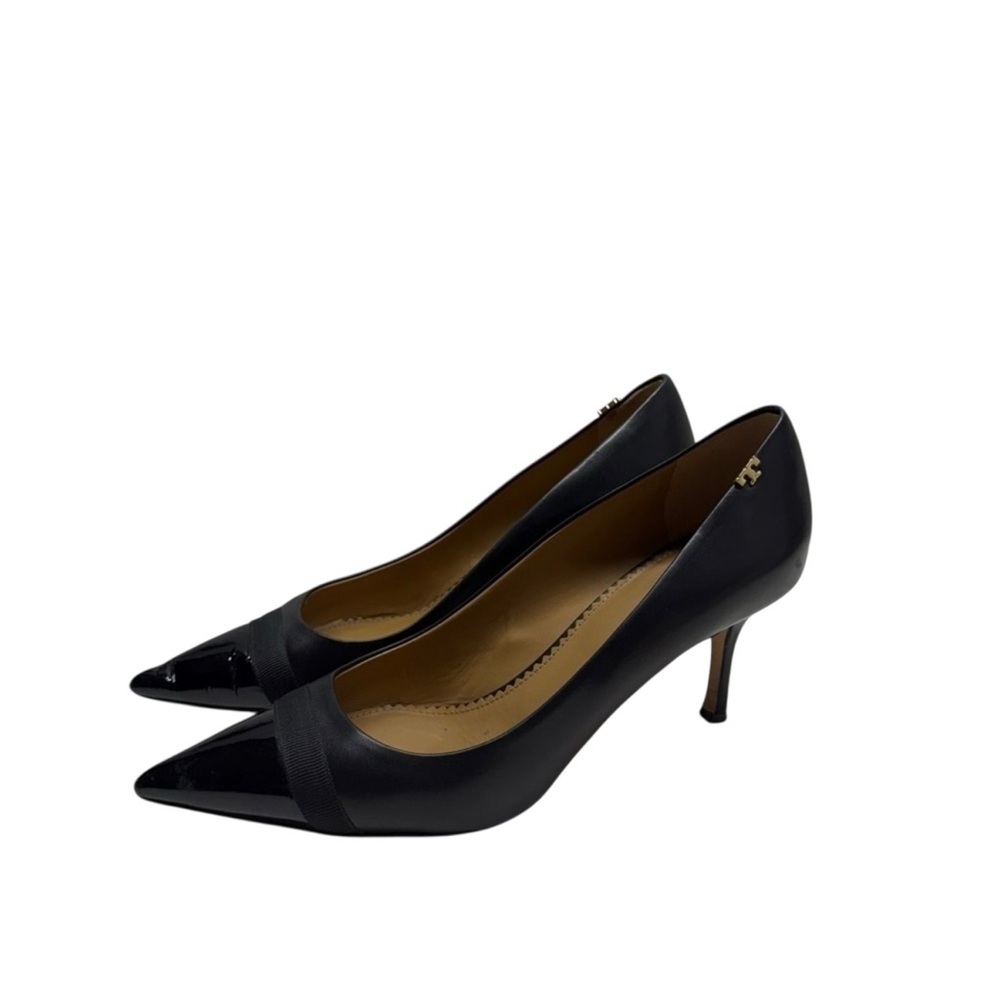 Tory Burch Penelope Grosgrain Cap-Toe Pump Heels
